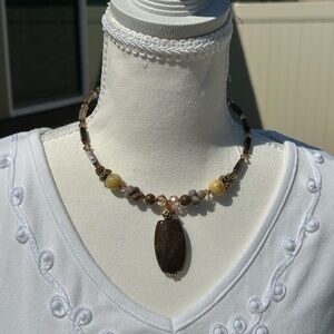 Elegant Brown and Gold Beaded Necklace